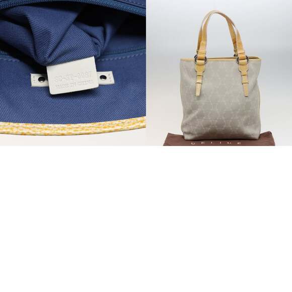 CELINE Macadam Canvas Tote Bag Yellow Light Blue - Picture 13 of 13